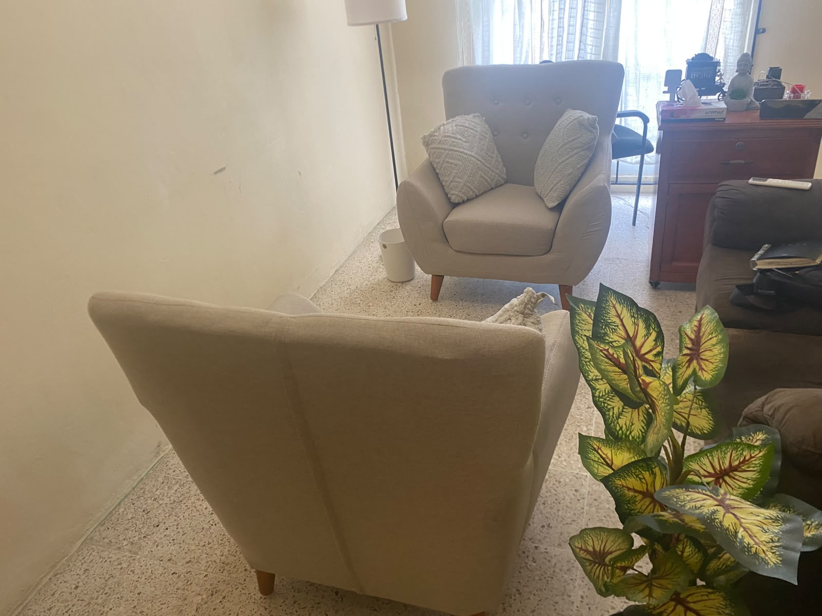 Imagen de un espacio de atención con dos sillones